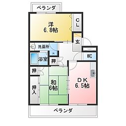 クレインハイム 2DKの間取図画像