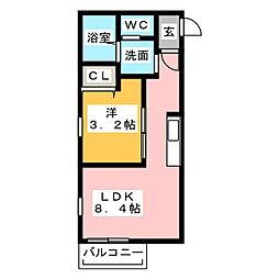 Neo駈上 1LDKの間取図画像