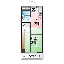 アリエ汐田1 1Kの間取図画像