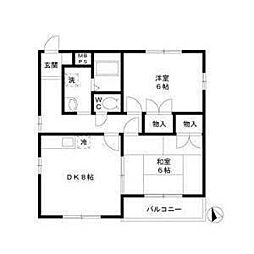 カーサ桜 2DKの間取図画像