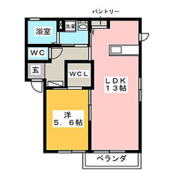 ハイツ上浜 1LDKの間取図画像