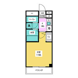一番館ロイヤルヒルズ 1Kの間取図画像