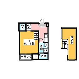ハーモニーテラス神前4 1Kの間取図画像