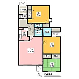 マンションパルナス岳見町 3LDKの間取図画像