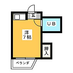 下坂ハイツ ワンルームの間取図画像