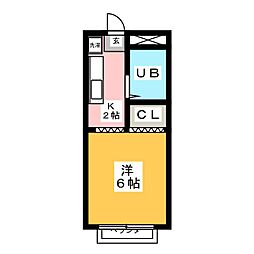 カレッヂ・ビラ風見鶏 1Kの間取図画像