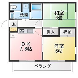 ブロード3 2DKの間取図画像