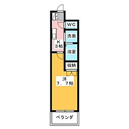 ベルコリーヌ瑞穂 1Kの間取図画像