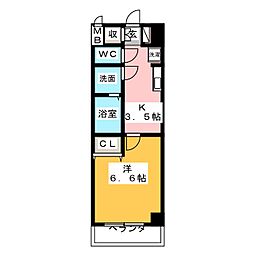 きさらぎ21 1Kの間取図画像