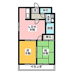 サンパティーク日向B 2LDKの間取図画像