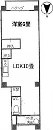 セカンドタウンイシヤマ 1DKの間取図画像