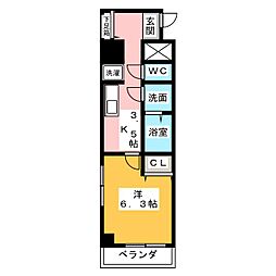 きさらぎ21 1Kの間取図画像