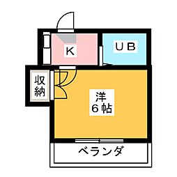 パレス新瑞橋 1Kの間取図画像