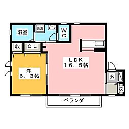 オハヴェルデ 1LDKの間取図画像