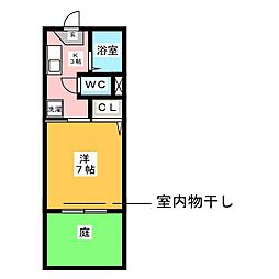 ジュネス瑞穂C棟 1Kの間取図画像