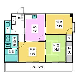 めぞん明円 3DKの間取図画像