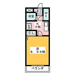 パセオミズホ 1Kの間取図画像