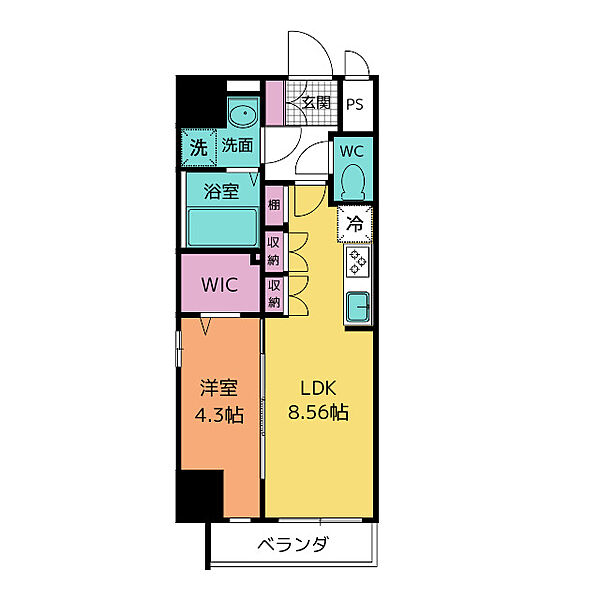 クレストタワー栄 801｜愛知県名古屋市中区栄４丁目(賃貸マンション1LDK・8階・34.90㎡)の写真 その2