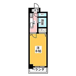 浅井ビル 1Kの間取図画像