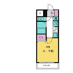 プレサンス泉セントマーク 5階1Kの間取り