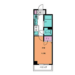 プレサンス泉セントマーク 3階1Kの間取り