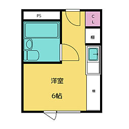 東カン名古屋キャステール 6階ワンルームの間取り