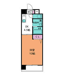パレスサイド泉 4階1DKの間取り
