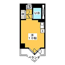 栄マンションN棟 ワンルームの間取図画像