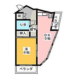 ブルーシャンピア芝川 4階1DKの間取り