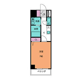 ミーム東新町 6階1Kの間取り