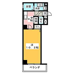 アニューファンロイヤルス 6階1Kの間取り