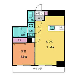 Ｕｒｂａｎ　Ｃｌｏｕｄ　Ｉｚｕｍｉ 1階1LDKの間取り