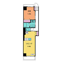 ベルク栄 7階1LDKの間取り