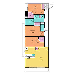 プレサンスジェネ新栄町駅前葵 15階2LDKの間取り