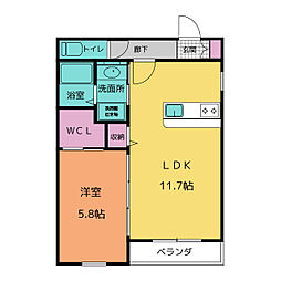 プレミール泉 1階1LDKの間取り