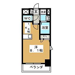 プレサンス泉アーバンゲート 6階1Kの間取り