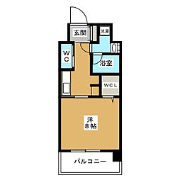 メルカーサ泉 4階1Kの間取り