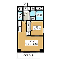 GRANDUKE新栄 8階1LDKの間取り