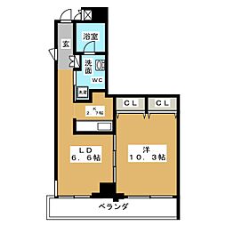 レジディア東桜II 8階1LDKの間取り
