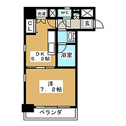 レジディア高岳 14階1DKの間取り