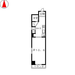ハウス108泉 9階ワンルームの間取り