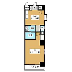 Ｓｏｒｇｅｎｔｅ 8階1DKの間取り