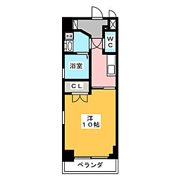 プレディアスタイル白川公園 4階1Kの間取り