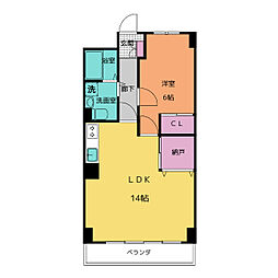 日商岩井栄ハイツ 4階1LDKの間取り