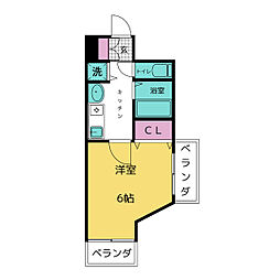 プレサンス名古屋城前 7階1Kの間取り