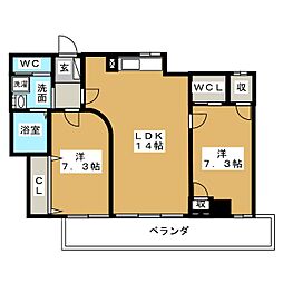 ランドハウス泉 2階2LDKの間取り
