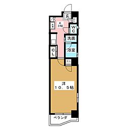 プレステージ西大須 4階1Kの間取り