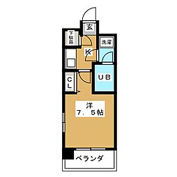 ライオンズマンション泉第2 6階1Kの間取り