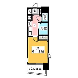 プレサンス桜通アベニュー 6階1Kの間取り