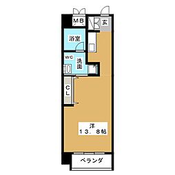 RESIDIA東桜2 1Kの間取図画像